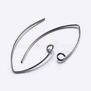 Brass Earring Hooks, with Horizontal Loop, Plated, Gunmetal, 29x15mm, Hole: 2mm, Pin: 0.6mm, Pin: 0.6mm(X-KK-K197-60B)