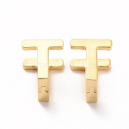 Initial Hoop Earrings for Women, Golden Letter Brass Earrings, Letter.T, 12x10x9.5mm, Pin: 0.8mm(EJEW-P194-01G-T)
