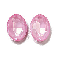 Glass Rhinestone Cabochons, Point Back & Back Plated, Faceted, Oval, Rosaline, 8x6x3mm(RGLA-G021-02B-508DE)