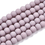 Opaque Glass Beads Strands, Frosted, Round, Rosy Brown, 4~4.5mm, Hole: 0.8mm, about 97~99pcs/strand, 14.76 inch~14.96 inch(37.5~38cm)(GLAA-T032-P4mm-MD07)