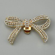 Alloy Crystal Rhinestone Wedding Shoe Decorations, Detachable Shoe Buckle Clips, Bowknot, 39x62x5mm(FIND-WH0120-80A-KCG)