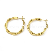 PVD Vacuum Plating 201 Stainless Steel Hoop Earrings for Women, with 304 Stainless Steel Pins, Twist Ring, Golden, 30.5x4mm(EJEW-F345-16G)