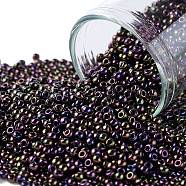 TOHO Round Seed Beads, Japanese Seed Beads, (85) Metallic Iris Purple, 11/0, 2.2mm, Hole: 0.8mm, about 5555pcs/50g(SEED-XTR11-0085)