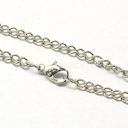 Vintage Iron Twisted Chain Necklace Making for Pocket Watches Design, with Lobster Clasps, Platinum, 31.5 inch, Link: 3.3x4.6x0.9mm(CH-R062-P)
