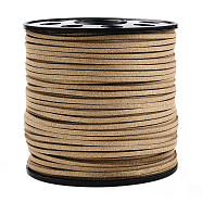 Eco-Friendly Faux Suede Cord, Faux Suede Lace, with Glitter Powder, Tan, 2.7x1.4mm, about 100yards/roll(300 feet/roll)(LW-Q003-01)