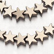 Electroplate Non-magnetic Synthetic Hematite Bead Strands, Star, Antique Bronze Plated, 8x8x2~3mm, Hole: 1mm, about 61~63pcs/strand, 15.7 inch(G-F300-24C-06)