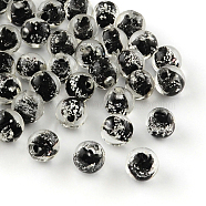 Handmade Luminous Lampwork Beads, Round, Black, 9~10mm, Hole: 1~2mm(LAMP-R125-10mm-10)