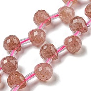 Synthetic Strawberry Quartz Beads Strands, Faceted, Top Drilled, Teardrop, 10x8mm, Hole: 1mm, about 38pcs/strand, 15.55~16.142''(39.5~41cm)(G-H297-B16-02)