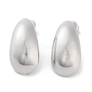 304 Stainless Steel Stud Earrings, Teardrop, Stainless Steel Color, 26.5x14mm(EJEW-H115-16P)