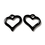 Spray Painted 201 Stainless Steel Charms, Heart Charm, Black, 11.5x11x1.5mm, Hole: 1.6mm(STAS-G304-14E)