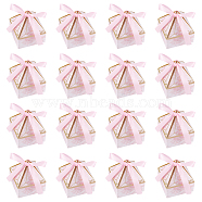 Diamond Shaped Paper Candy Packaging Boxes, with Ribbon, for Happy Day Wedding Party Gift Box, Pink, 7x7x8.5cm(CON-WH0089-58)