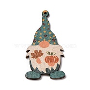 Printed Wood Pendants, Christmas Gnome Big Pendants, Teal, 54.5x28.5x2.5mm, Hole: 1.6mm(WOOD-B009-02D)