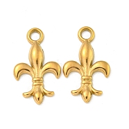 Ion Plating(IP) 304 Stainless Steel Pendants, Fleur De Lis Charms, Real 18K Gold Plated, 22x12.5x2mm, Hole: 2.1mm(STAS-N103-105G)