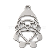 Christmas Anti-Tarnish 201 Stainless Steel Pendants, Laser Cut, Santa Claus Charm, Stainless Steel Color, 18.5x11.5x1mm, Hole: 1.5mm(STAS-Q015-07P)