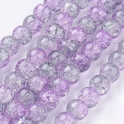 Spray Painted Crackle Glass Beads Strands, Round, Two Tone, Plum, 10mm, Hole: 1.3~1.6mm, about 80pcs/strand, 31.4 inch(CCG-Q002-10mm-02)