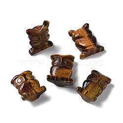 Natural Tiger Eye Owl Healing  Figurines, Reiki Energy Stone Display Decorations, for Home Feng Shui Ornament, 19~19.5x10.5~11x26~26.5mm(DJEW-Z005-01A)