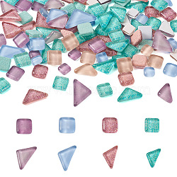 Elecrelive 240Pcs 2 Style Transparent Glass Cabochons, Mosaic Tiles, for Home Decoration or DIY Crafts, Mixed Shapes, Colorful, 120pcs/style(GLAA-EL0001-02B)