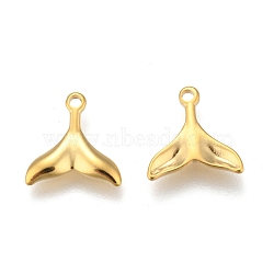 304 Stainless Steel Charms, Laser Cut, Fishtail, Golden, 11x11x1.5mm, Hole: 1mm(X-STAS-F249-14G-02)