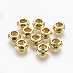 Tibetan Style Alloy Beads, Lead Free & Cadmium Free, Drum, Antique Golden Color, Size: about 12mm in diameter, 7mm thick, hole: 7mm(X-TIBEB-A10319-AG-LF)