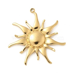 304 Stainless Steel Pendants, Sun Charm, Golden, 34x32.5x3mm, Hole: 1.5mm(STAS-I322-01G-02)