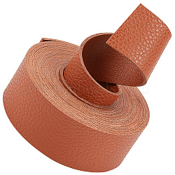 2M Flat Single Face Lychee Pattern Imitation Leather Band, Chocolate, 25x1.8mm, about 2.19 Yards(2m)/Roll(LC-WH0010-02A-04)