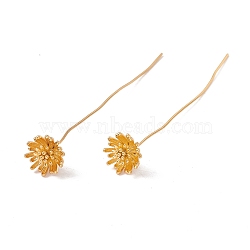 Brass Daisy Flower Head Pins , Golden, 54mm, Pin: 21 Gauge(0.7mm), Flower: 9mm in diameter(FIND-B009-09G)