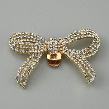 Alloy Crystal Rhinestone Wedding Shoe Decorations, Detachable Shoe Buckle Clips, Bowknot, 39x62x5mm