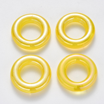 Transparent Acrylic Linking Rings, AB Color Plated, Imitation Gemstone Style, Round Ring, Yellow, 25x6mm, Inner Diameter: 12.5mm