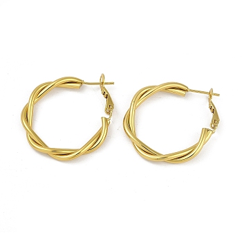 PVD Vacuum Plating 201 Stainless Steel Hoop Earrings for Women, with 304 Stainless Steel Pins, Twist Ring, Golden, 30.5x4mm