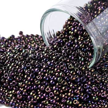 TOHO Round Seed Beads, Japanese Seed Beads, (85) Metallic Iris Purple, 11/0, 2.2mm, Hole: 0.8mm, about 5555pcs/50g