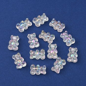 Transparent Resin Beads, AB Color Plated, Bear, Clear, 16x10.5x7mm, Hole: 1.8mm, 20pcs/bag