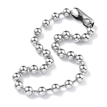 304 Stainless Steel Ball Chain Necklaces, Stainless Steel Color, 17.72 inch(45cm), 10mm