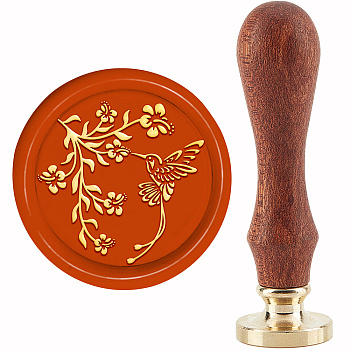 Brass Wax Seal Stamp with Handle, for DIY Scrapbooking, Bird Pattern, 3.5x1.18 inch(8.9x3cm)