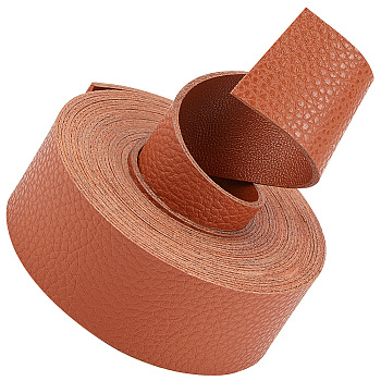 2M Flat Single Face Lychee Pattern Imitation Leather Band, Chocolate, 25x1.8mm, about 2.19 Yards(2m)/Roll