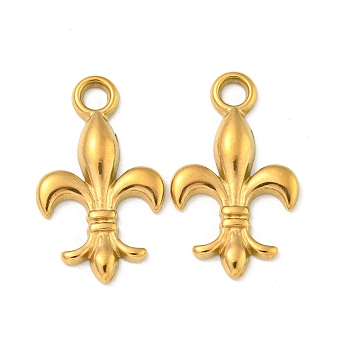 Ion Plating(IP) 304 Stainless Steel Pendants, Fleur De Lis Charms, Real 18K Gold Plated, 22x12.5x2mm, Hole: 2.1mm