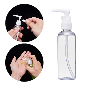 100ml Refillable PET Plastic Empty Pump Bottles for Liquid Soap, Clear, 4x15cm, Capacity: 100ml(3.38 fl. oz)