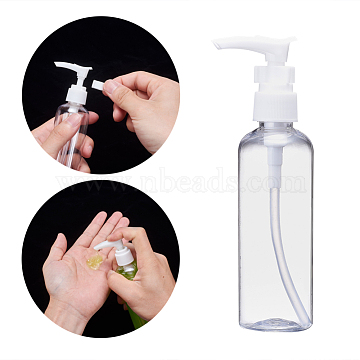 100ml Refillable PET Plastic Empty Pump Bottles for Liquid Soap, Clear, 4x15cm, Capacity: 100ml(3.38 fl. oz)(TOOL-Q024-01B-01)