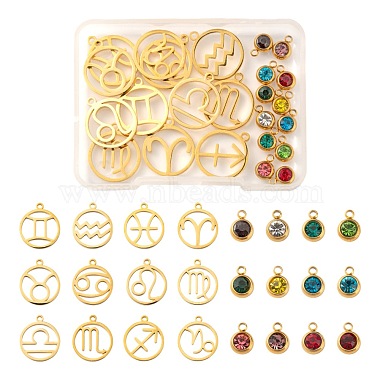 24Pcs 12 Colors 303 Stainless Steel Rhinestone Charms(STAS-LS0001-30)-2