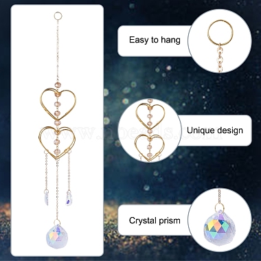 Elecrelive 2Pcs 2 Style Colorful Glass Hanging Crystal Pendant Ornament(HJEW-EL0001-17)-3