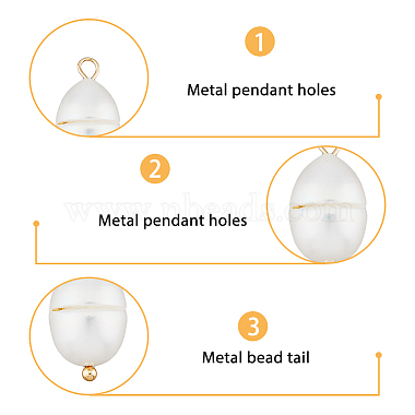 Hobbiesay 40pcs 2 styles pendentifs en perles de culture d'eau douce naturelles(PEAR-HY0001-02)-3