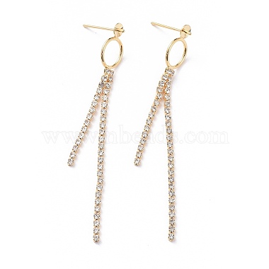 Brass Cubic Zirconia Tassels Stud Earring Findings(X-KK-S350-050G)-2