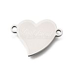 201 Stainless Steel Connector Charms, Heart with Word Links, Platinum, 13.5x18.5x1mm, Hole: 1.6mm(STAS-B143-03A-P)