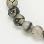 Natural Grey Agate Beads Strands, Round, 8mm, Hole: 1mm, about 47pcs/strand, 14.8 inch(G-G390-8mm-07)