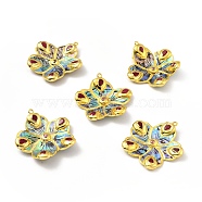 Natural Paua Shell Pendants, with Golden Brass Findings, Long-Lasting Plated, Flower, 46.5~48x45x5~6.5mm, Hole: 1.8mm(KK-G409-11G)