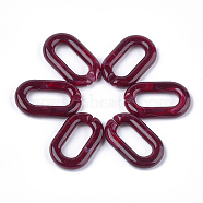 Acrylic Linking Rings, Quick Link Connectors, For Jewelry Chains Making, Imitation Gemstone Style, Oval, Dark Red, 38.5x23.5x6.5mm, Hole: 24.5x9.5mm(X-OACR-S021-22F)