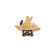 Alloy Enamel Pendants, Cat, Colorful, 25.6x31x1.2mm, Hole: 1.8mm(ENAM-CJC0008-11)