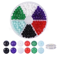 DIY Stretch Bracelets Making Kits, Including 240pcs 6 Colors Natural Malaysia Jade Beads and 1 Roll Elastic Crystal Thread, Mixed Color, 6mm, Hole: 0.8mm(DIY-SZ0002-95)