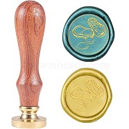 Wax Seal Stamp Set, Sealing Wax Stamp Solid Brass Head,  Wood Handle Retro Brass Stamp Kit Removable, for Envelopes Invitations, Gift Card, Food Pattern, 83x22mm(AJEW-WH0208-095)