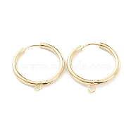 201 Stainless Steel Huggie Hoop Earring Findings, with Horizontal Loop and 316 Surgical Stainless Steel Pin, Real 24K Gold Plated, 29x26x2.5mm, Hole: 2.5mm, Pin: 1mm(STAS-P283-01L-G)