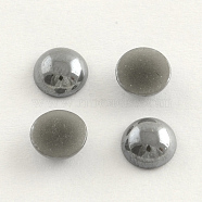 Pearlized Plated Opaque Glass Cabochons, Half Round/Dome, Gray, 5x2mm(PORC-S801-5mm-41)